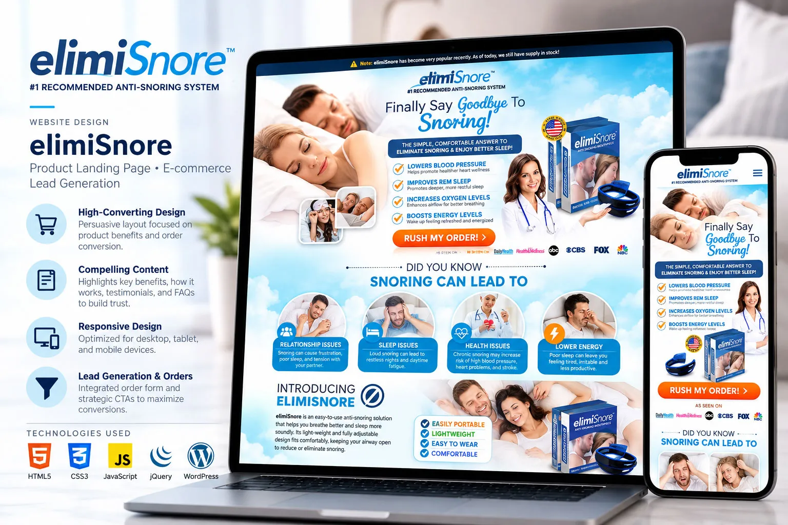 EliminiSnore website preview