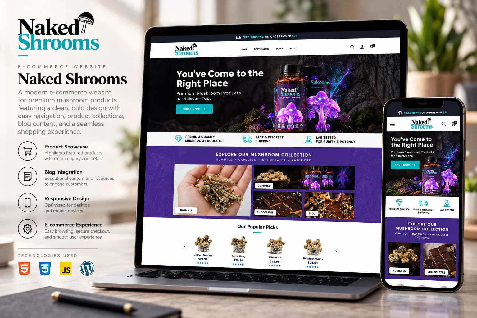 Naked Shrooms website preview