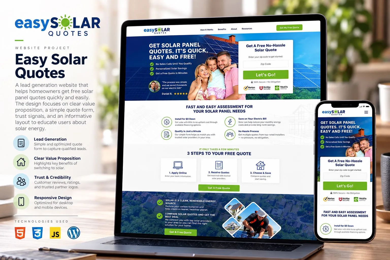 Easy Solar Quotes website preview
